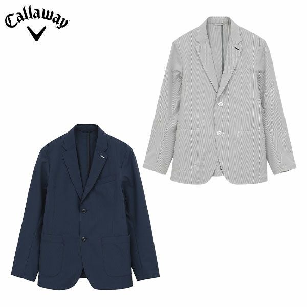 美品/希少L◆Callaway【シアサッカー／テーラードジャケット】ゴルフ キャロウェイゴルフ C26115102 8WAY ストレッチシアサッカー